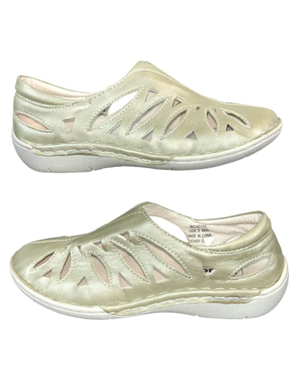 Propet Cameo Leather Cutout Comfort Loafer Light Green Size 8